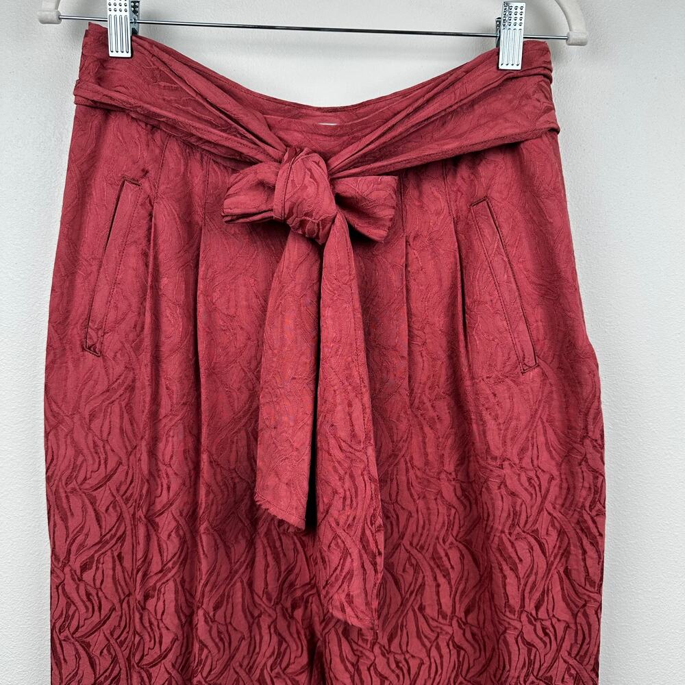 Anthropologie ETT:TWA Rose Jacquard Aubade Tie Waist Pants Tapered Cropped 8 - Picture 5 of 14